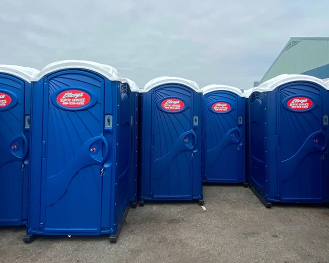 blue portable toilets